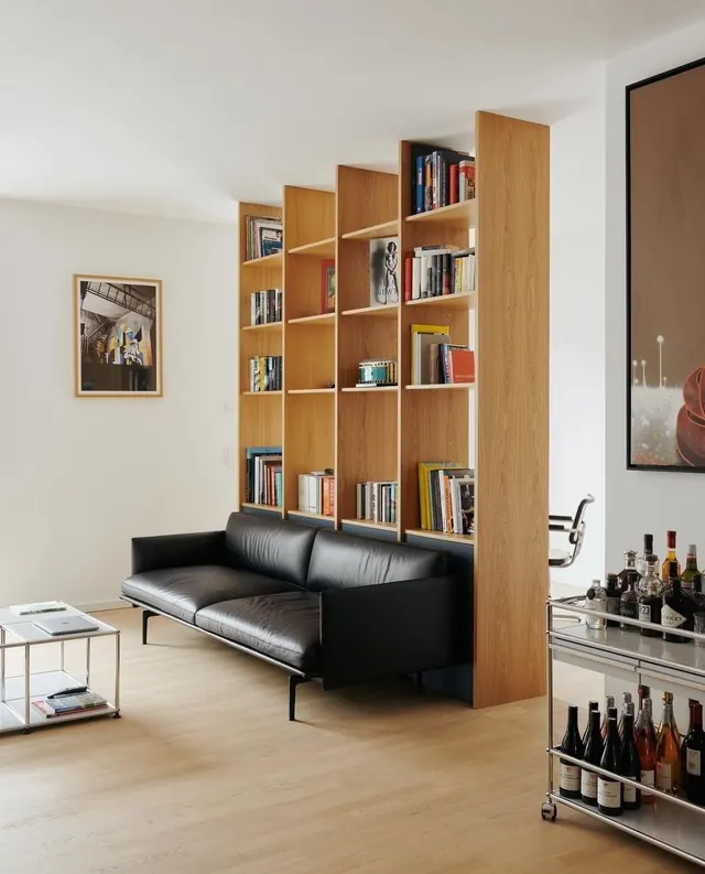 Modern Interior with Wood Shelving, minimal, light-mode, light
