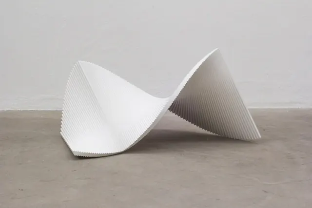 White Sculptural Furniture Piece, minimal, geometric, monochrome