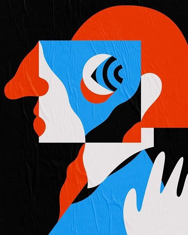 Abstract Portrait Illustration, brutalist, neo-brutalist, high-contrast