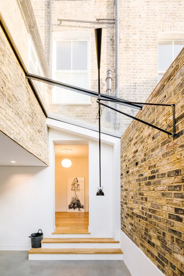 Modern Industrial Interior, minimal, light-mode, warm