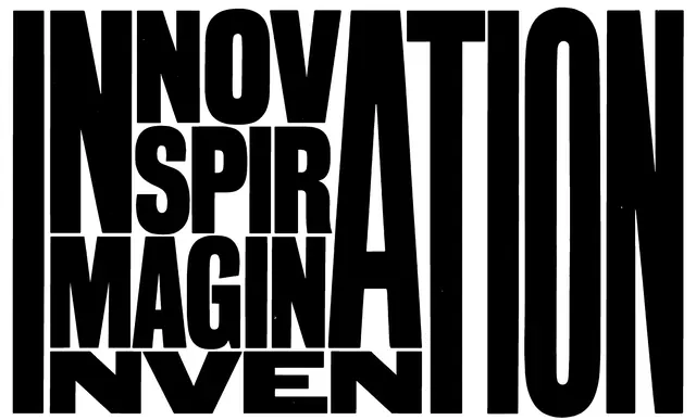 Typography Stack Composition, brutalist, neo-brutalist, monochrome