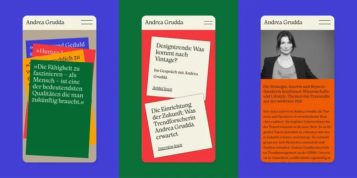 Andrea Orticelli color-blocked interview cards, minimal, flat, light