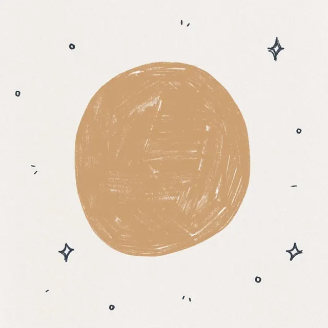 Hand-drawn circular brush with scattered stars, organic, illustrated, muted
