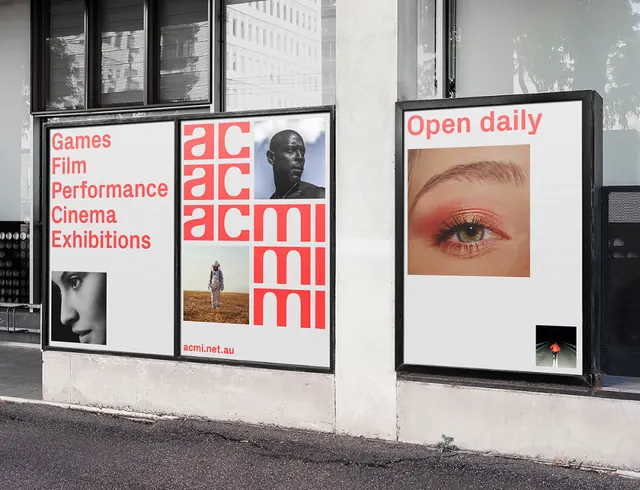 Brutalist gallery storefront signage, brutalist, minimal, monochrome