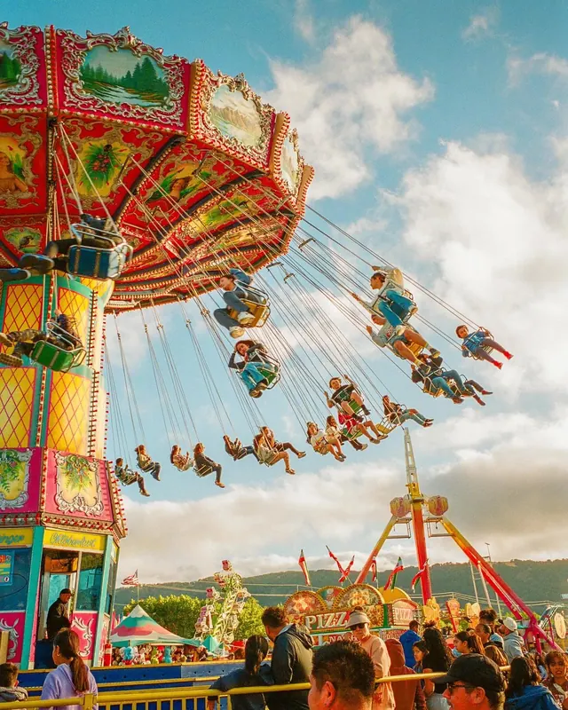 Amusement Park Carousel, photographic, vibrant
