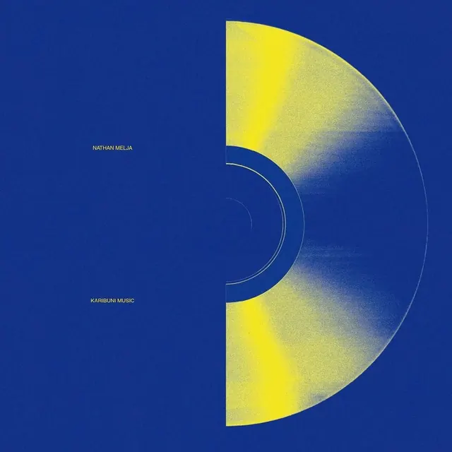 Blue and Yellow Vinyl Record Graphic, minimal, geometric, vibrant
