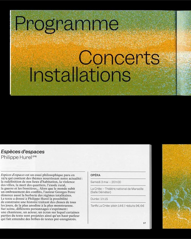 Cultural program typographic poster with gradient field, minimal, editorial, warm