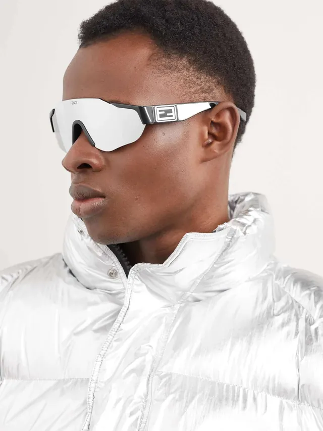 Person in Metallic Silver Puffer Jacket, minimal, luxury, light