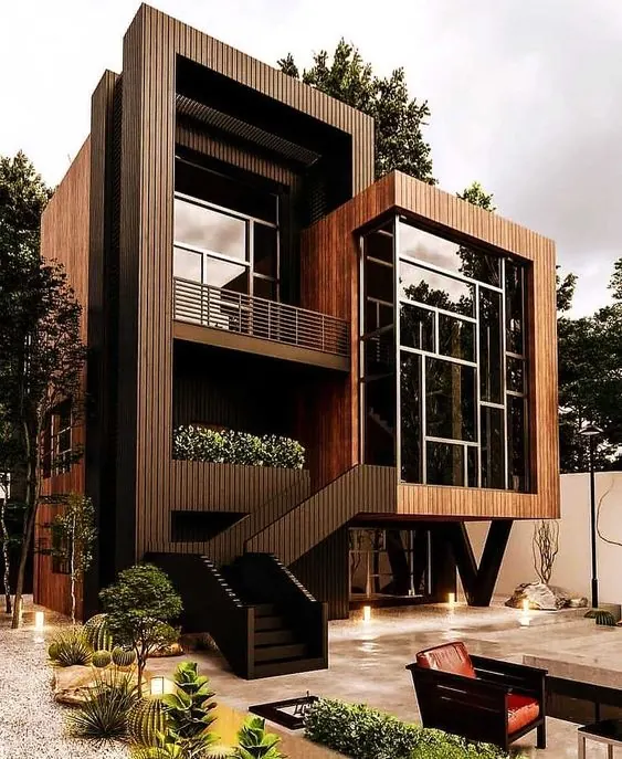 Modern Architectural Structure, minimal, luxury, dark