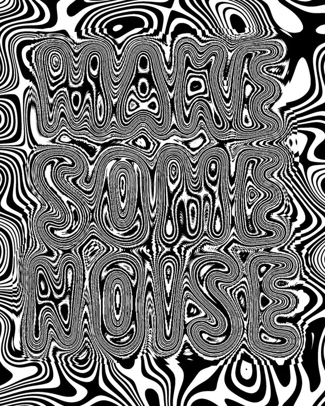 Liquid Distortion Typography, brutalist, neo-brutalist, monochrome