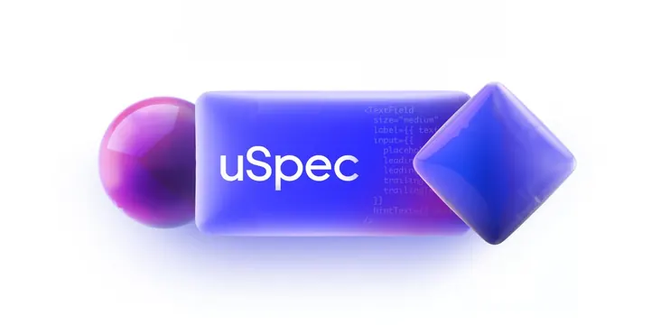 uSpec glassmorphic 3D UI component, 3d-render, gradient-heavy, light