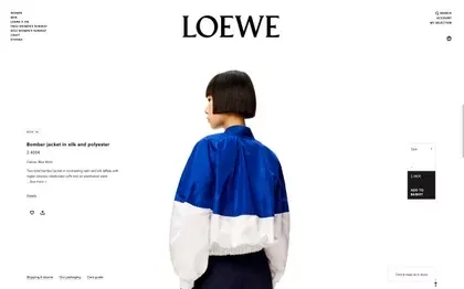 LOEWE luxury product page minimalist layout, minimal, corporate-clean, light