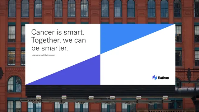 Flatiron healthcare billboard with diagonal geometric accent, minimal, geometric, light