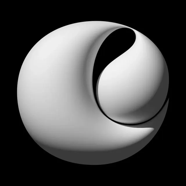 Abstract Spherical Form, minimal, 3d-render, monochrome