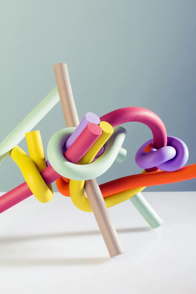 Abstract 3D Geometric Composition, 3d-render, playful, vibrant