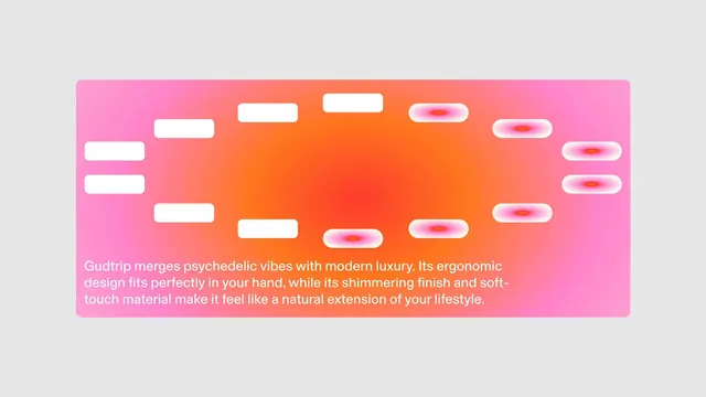 Gradient card with floated rounded elements, gradient-heavy, minimal, warm
