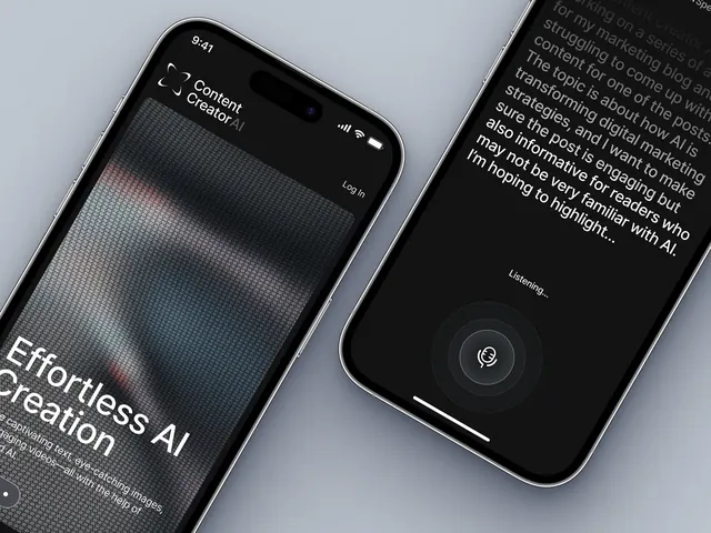 Side-by-side mobile app mockup with dark theme, dark-mode, minimal, dark
