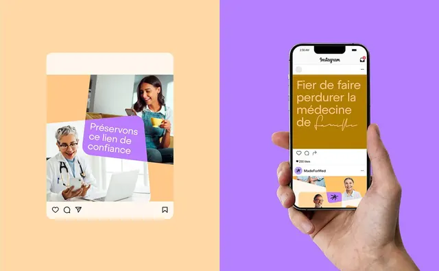 Healthcare brand social media mockup, minimal, flat, light