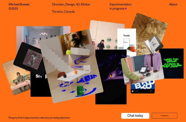 Creative studio portfolio showcase, minimal, playful, warm