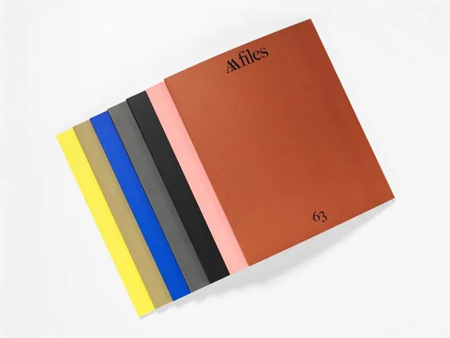 Colorblock paper archive stack mockup, minimal, 3d-render, earthy