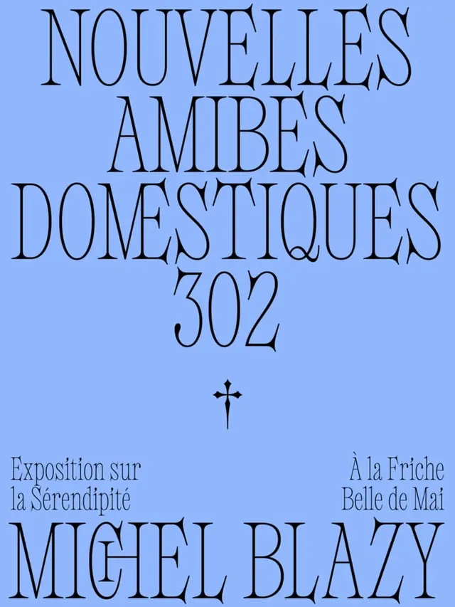 Art Nouveau exhibition poster in periwinkle and serif, editorial, retro, cool