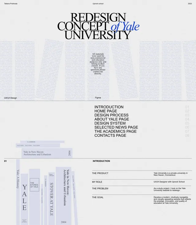 Yale University redesign concept, editorial, minimal, monochrome