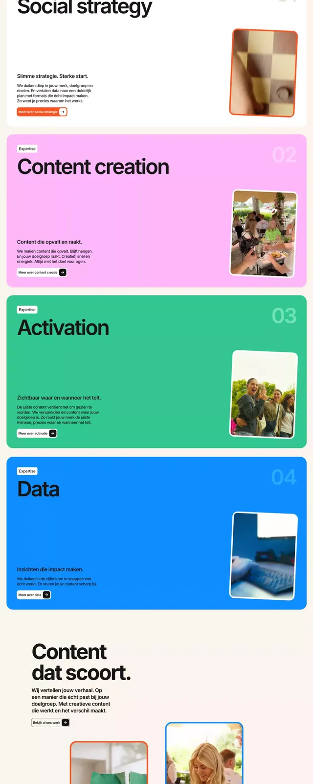 Multicolored section dividers with photography, playful, flat, vibrant