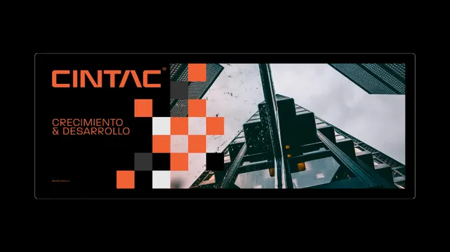 CINTAC pixelated orange geometric transition, geometric, minimal, warm