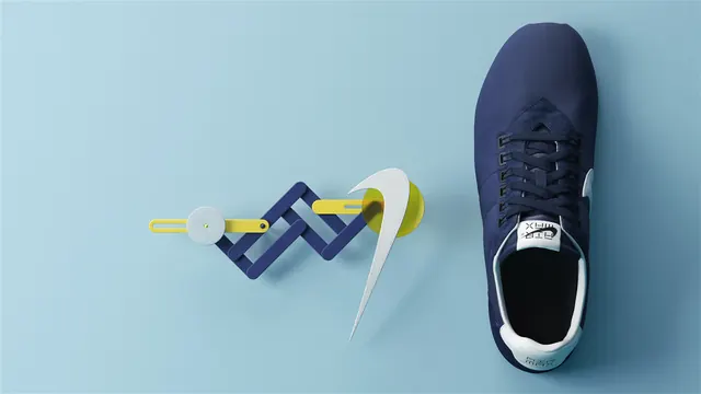 Sneaker and Abstract Graphic Composition, minimal, flat, light