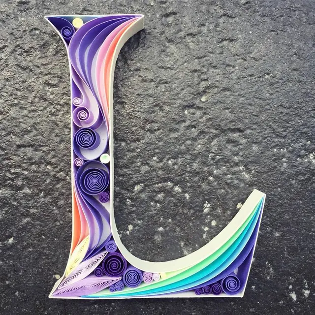 Stylized Letter L Graphic, organic, maximalist, vibrant