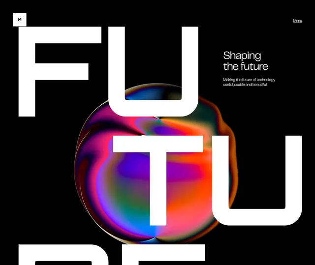 Shaping the Future Typography Design, neo-brutalist, gradient-heavy, dark