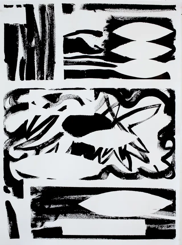 Abstract High-Contrast Graphic Composition, brutalist, neo-brutalist, monochrome