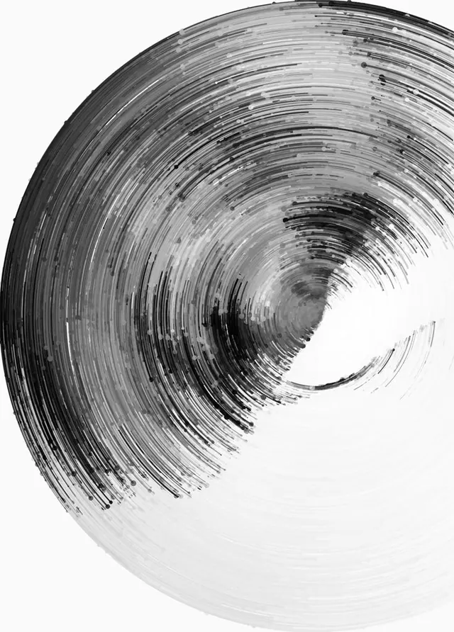Circular Abstract Graphic, minimal, brutalist, monochrome