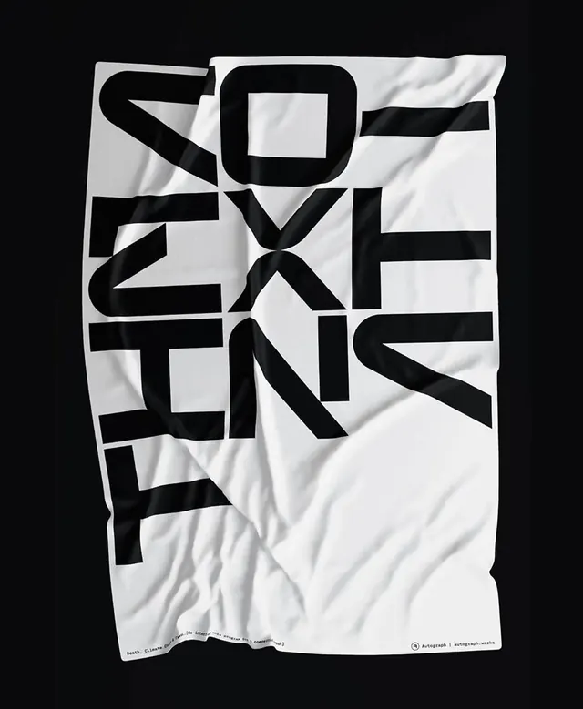 Bold Typography Textile Mockup, brutalist, monochrome, monochrome