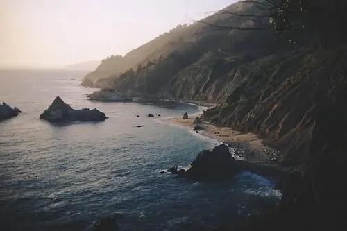 Coastal Cliff Landscape, photographic, organic, muted