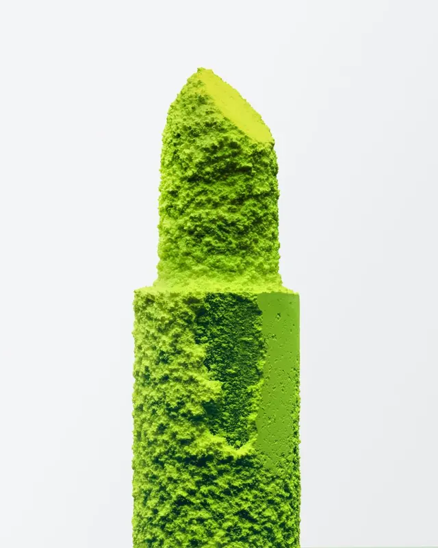 Lime Green Textured 3D Form, abstract, geometric, vibrant