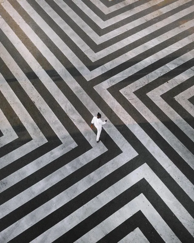 Geometric Pattern with Central Figure, minimal, geometric, monochrome