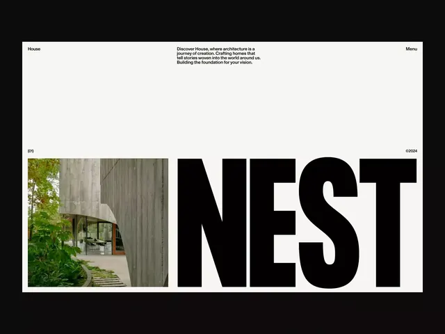 House architectural brand masthead, minimal, swiss, light