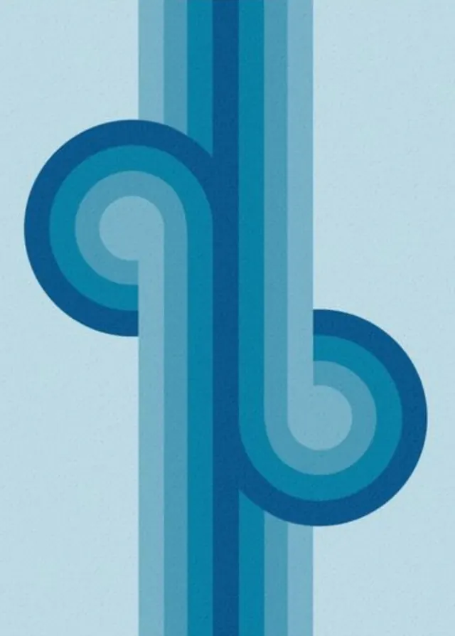 Abstract Blue Concentric Curves, minimal, geometric, cool
