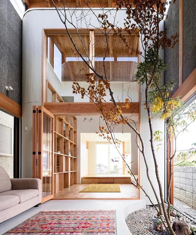 Modern Interior Architecture with Wood and Glass, minimal, luxury, warm