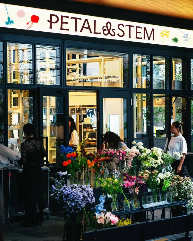 Petal & Stem storefront, photographic, organic, dark