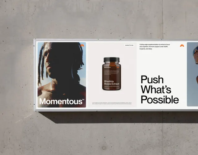 Botanical product billboard triptych, minimal, photographic, warm