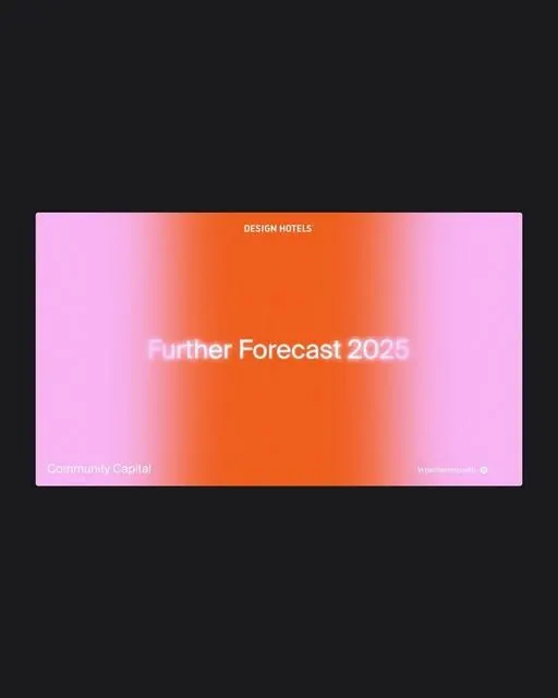 Further Forecast 2025 gradient presentation card, gradient-heavy, minimal, warm