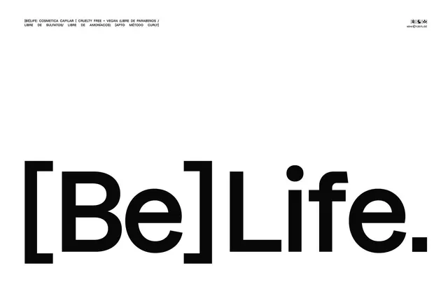 [Be] Life. brand wordmark, minimal, swiss, dark