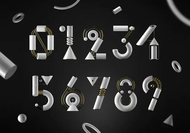 Monochrome Geometric Typography Composition, minimal, geometric, monochrome