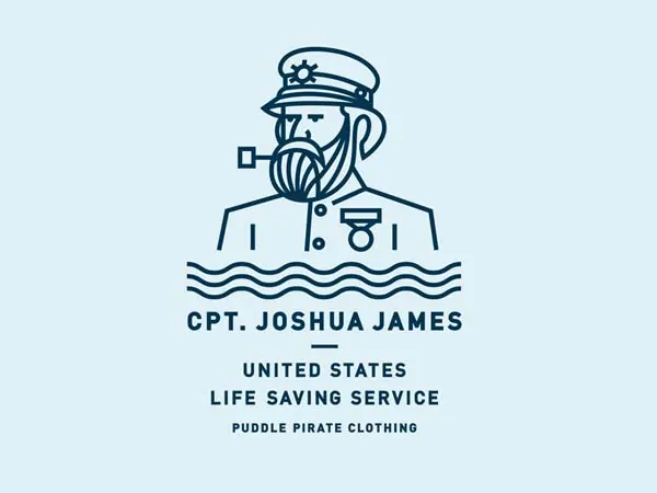 US Life Saving Service Logo, minimal, line-art, monochrome