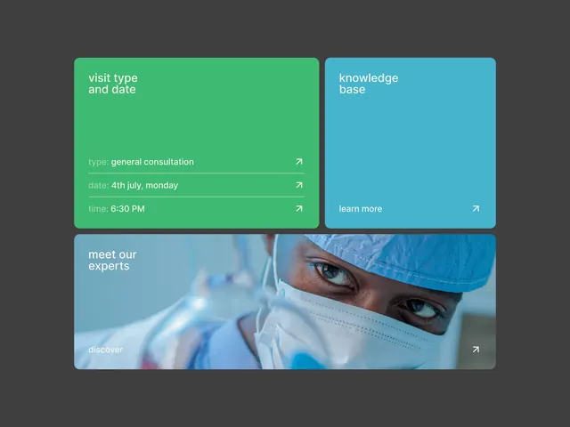 Healthcare consultation card system, corporate-clean, minimal, cool