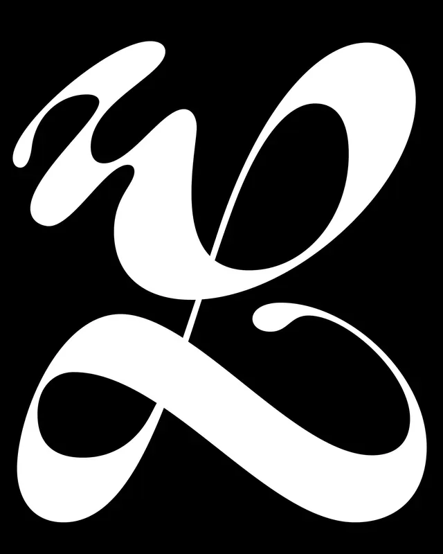 Abstract Calligraphic Monogram, minimal, monochrome, monochrome