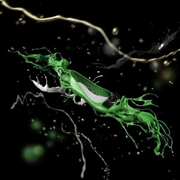 Abstract Green Fluid Motion, 3d-render, organic, dark