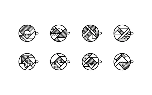 Geometric Abstract Icon Set, minimal, geometric, monochrome